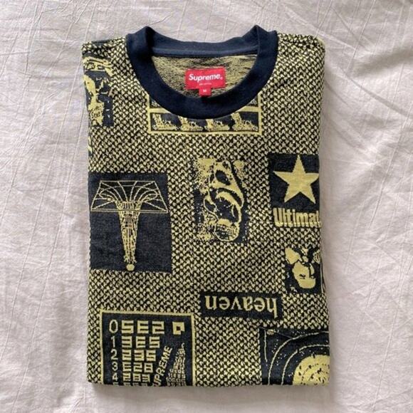 Supreme Heaven Jacquard Short Sleeve Sweater Size M - Picture 2 of 7